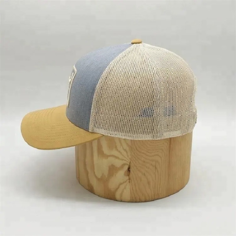 OEMカスタム6パネル事前湾曲したブリムメッシュスナップバックスポーツ帽子、卸売トラックゴラ、3D刺繍ロゴトラックキャップ
