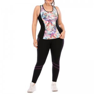 花柄のパッチポケットヨガセット