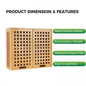 竹製バスルームキャビネットワードローブ収納ロッカー