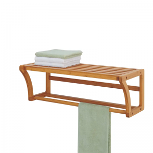 タオルバーを備えた竹の壁取り付け棚