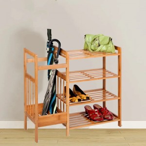 4層の多機能入りの入り口ストレージ竹の靴ラック