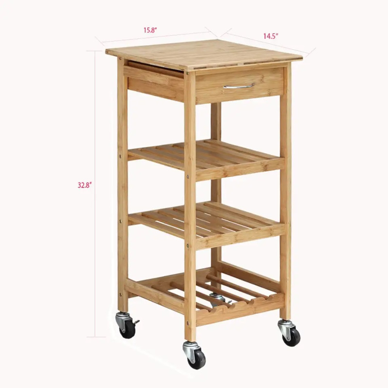 モバイルデザインワイドアプリケーションBamboo Kitchen Trolleyは保管に最適です竹保管