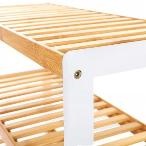 保管スタンドの棚オーガナイザーバンブーシューズラック