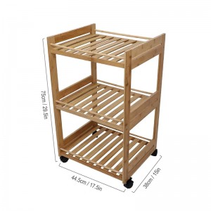 3層ローリング多機能車両ポータブルトロリーフレーム竹棚車