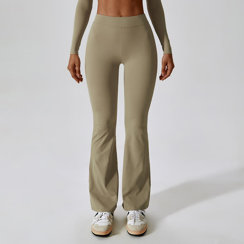 SC1096女性用のハイウエストソリッド4ウェイストレッチレギンスを押し上げるスクランチバットフレアレギンスヨガパンツ女性用