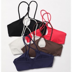 SC10165ナイロングリーン通気性大人スポーツブラジャーアクティブセクシーバックカスタムロゴジムホルタースポーツブラジャー