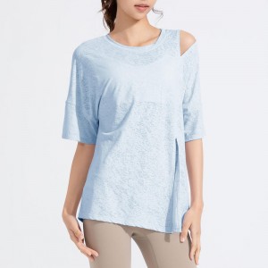 SC10262 Tシャツルースカジュアルフィットネスヨガ半袖トップヨガTシャツフィットネスランニングラウンドネックTシャツ