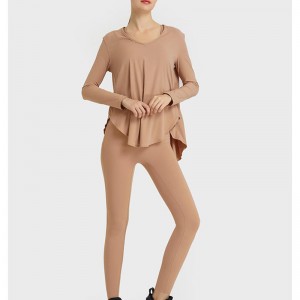 SC10272 Tシャツルースカジュアルフィットネスヨガ長袖トップヨガロングスリーブ女性Tシャツジムシャツ