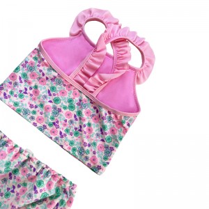 花柄のフリルクロスプリーツ2ピース