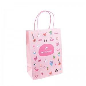 環境にやさしいリサイクル黒い白い食事の持ち帰り包装クラフト紙袋店ギフトショッピングブラウンクラフトペーパーバッグハンドル付き