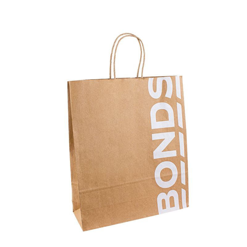 ギフト用の紙袋25kgハンドル独自のロゴ付きのフラットハンドルペーパーバッグ