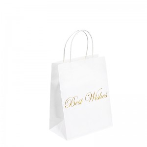 ありがとう紙袋プロモーションクラフトペーパーショップバッグ紙ギフトバッグハンドルクラフト紙袋