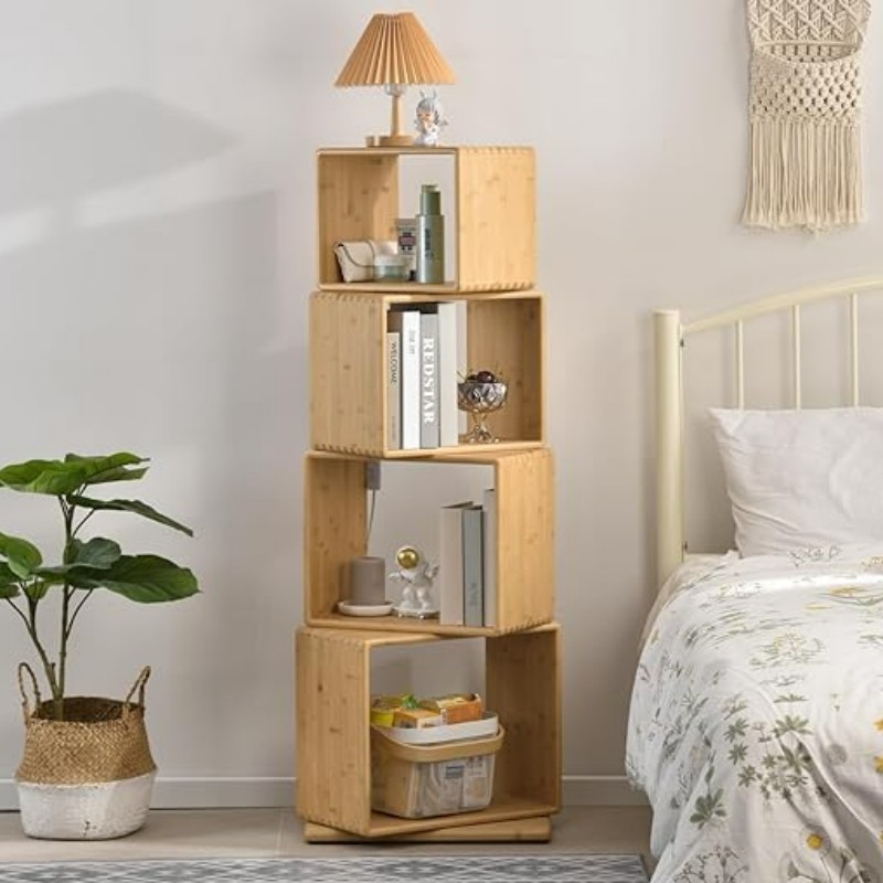 Bamboo Deskshelfストレージオーガナイザーディスプレイシェルフラックカウンタートッププラットフォームブックスタンド棚テーブルトップブックケースホームオフィス用