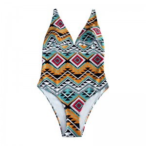 フローラルナショナルスタイルワイドストラップワンピース水着気質