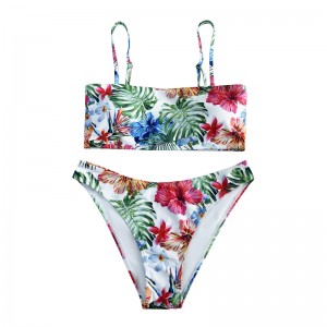 カジュアルコンフォートホルターエスニックスタイルは、2ピースの水着を印刷しました
