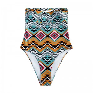 セクシーなストラップレスプリントエスニックワンピース