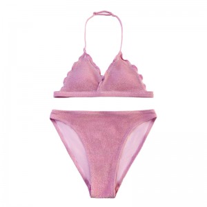 子供たちの首のフランジ付き三角形カップツーピースの水着かわいい