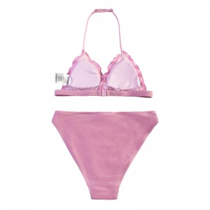 子供たちの首のフランジ付き三角形カップツーピースの水着かわいい