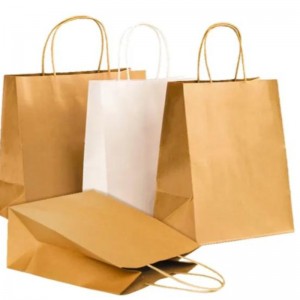 独自のロゴ付きのクラフトペーパーバッグ