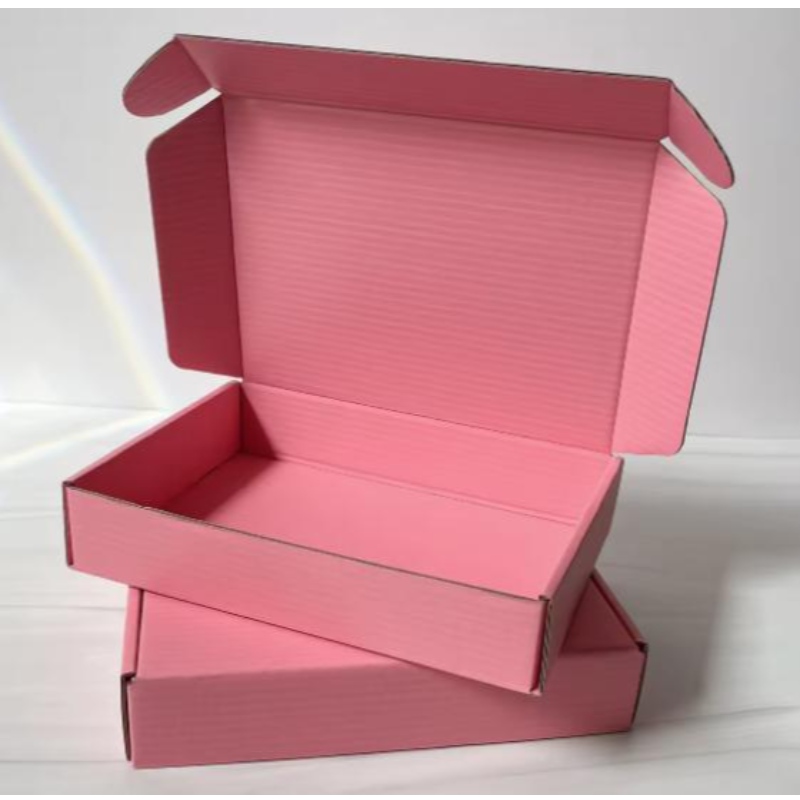 カスタムロゴピンクカラー化粧品の波型パッケージメーラーボックス出荷ボックスペーパーボックス