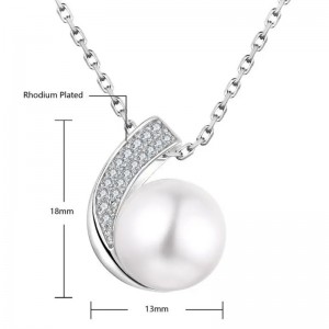 Honde 925 スターリングシルバー ダイヤモンドとパール付きリング&ネックレスカスタマイズネックレスリングセット