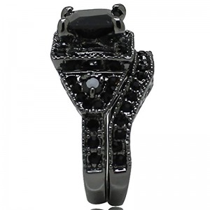 弘徳ブラックオニキス プリンセス カット アニバーサリー ウェディング ブライダル リング ダイヤモンド 女性用 男性用