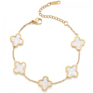 弘徳18Kゴールド-メッキメン\\と女性\\の四つ葉のクローバー 幸運のブレスレット