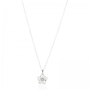 繊細なフローラル ペンダント ネックレス 本物または作成された宝石の誕生石フラワー ペンダント ネックレス チェーン付き スターリングシルバー、18