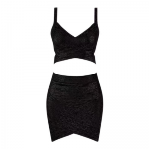 夏のゴールドプリントニットキャミソール、ヒップラップスカートセット