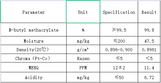 1681954746.png N-butyl methacrylate(甲基丙烯酸丁酯)指标表.png